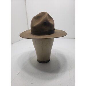 Vintage Broner Campaign Brown Drill Sargent Scout Style Wool Hat No Strap USA